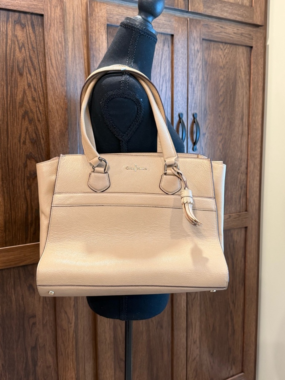 Cole Haan Taupe Leather Structured Tote